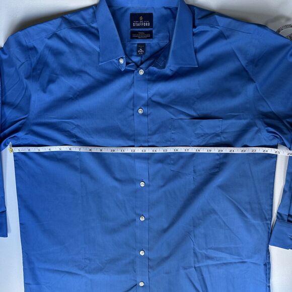 Men's Stafford Dress Shirt Broadcloth Blue Regular Fit Easy Care Sze XL - Picture 4 of 5
